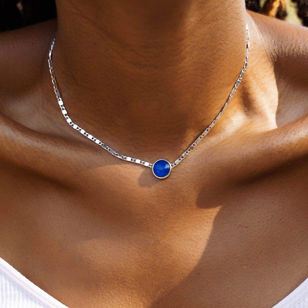 Pura Vida 14" Silver Mood Stone Choker Necklace - Brand Charm, 3" Extender - Image 3