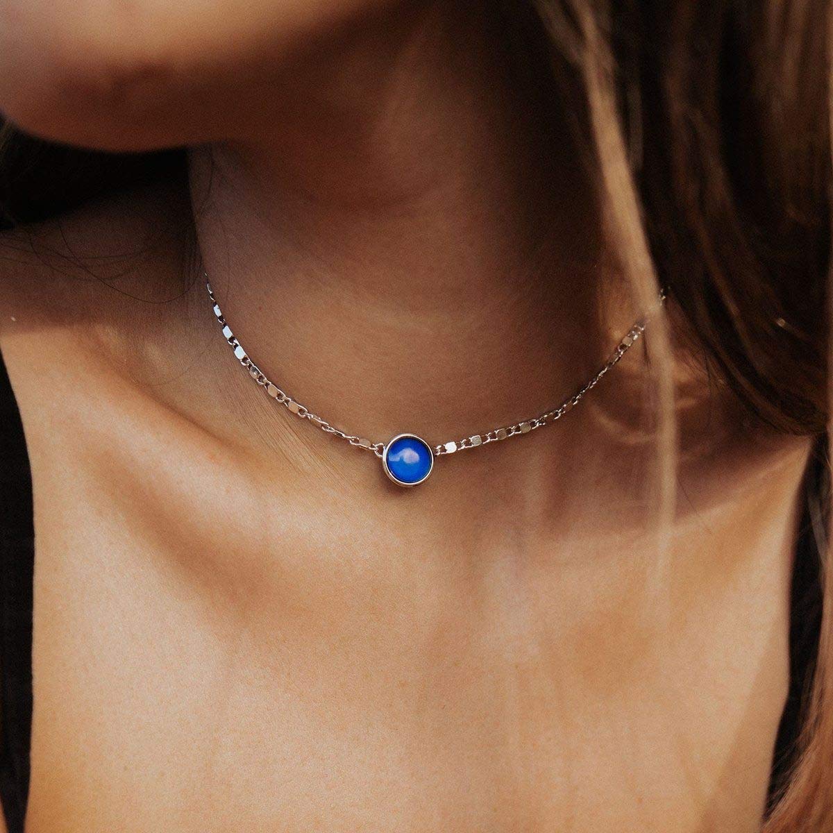 Pura Vida 14" Silver Mood Stone Choker Necklace - Brand Charm, 3" Extender - Image 4