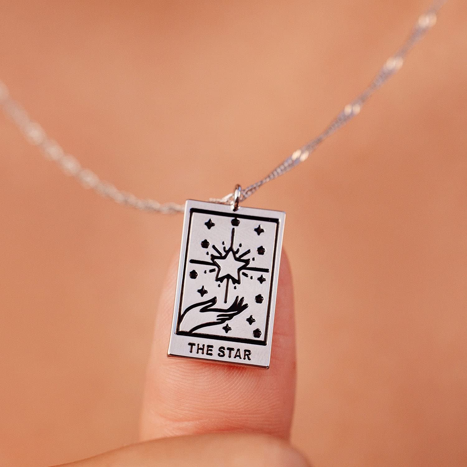 Pura Vida 18" Silver or Rose Gold Tarot Pendant Necklace - Handmade Statement Necklace with Silver or Rose Gold Chain - Long Necklaces, Boho Jewelry for Women - 3" Extender - Image 7