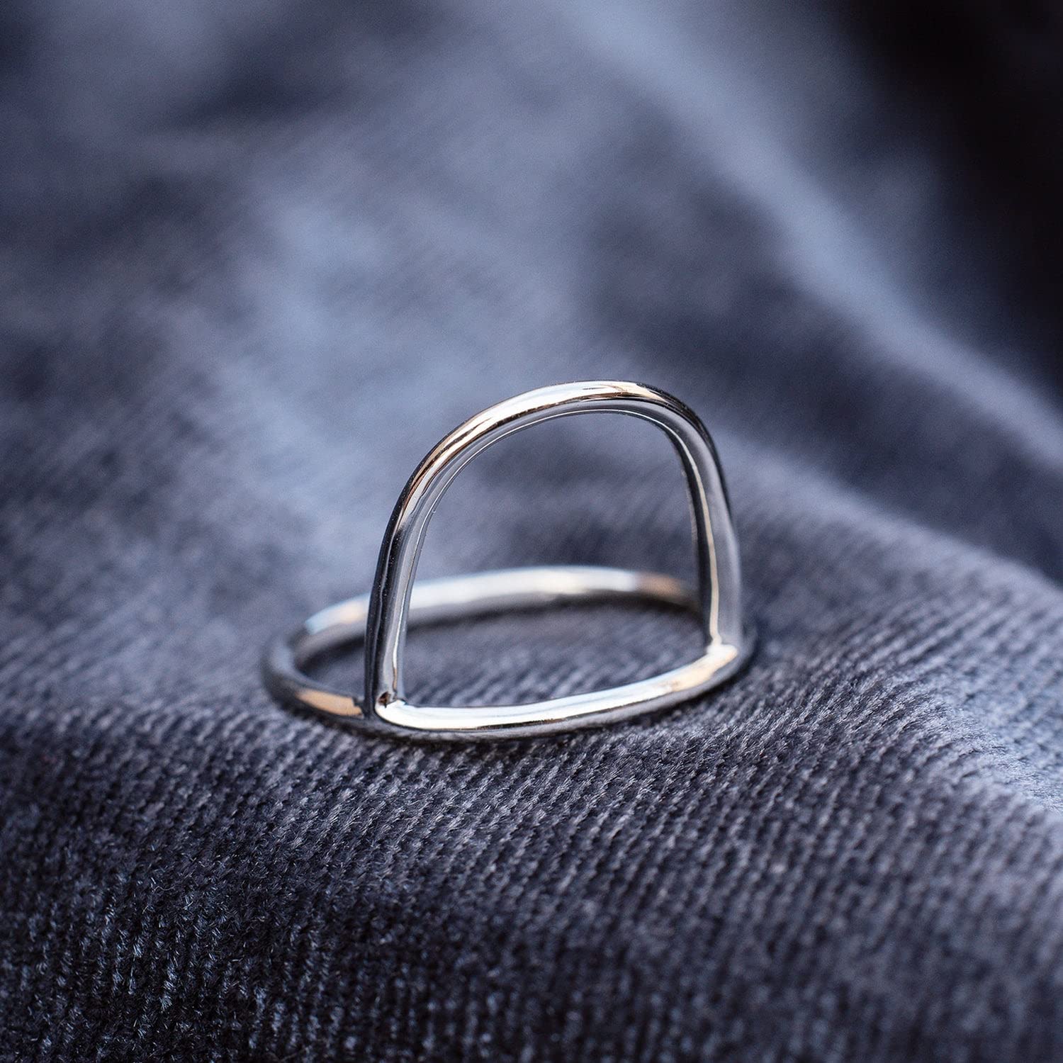 Pura Vida Ring Silver Arch Statement Ring - Handmade Ring with Thin Band, Brass Base with Rhodium Plate & E-Coat - Silver Rings for Women, Cute Rings, Boho Jewelry for Women - Size 5-9 - Image 4