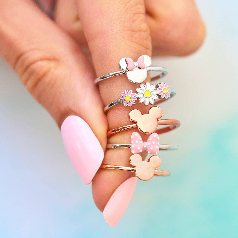 Pura Vida Silver Disney Minnie Mouse Delicate Ring w/Crystal Stone - Brass Base Band, Rhodium Plating - Image 3