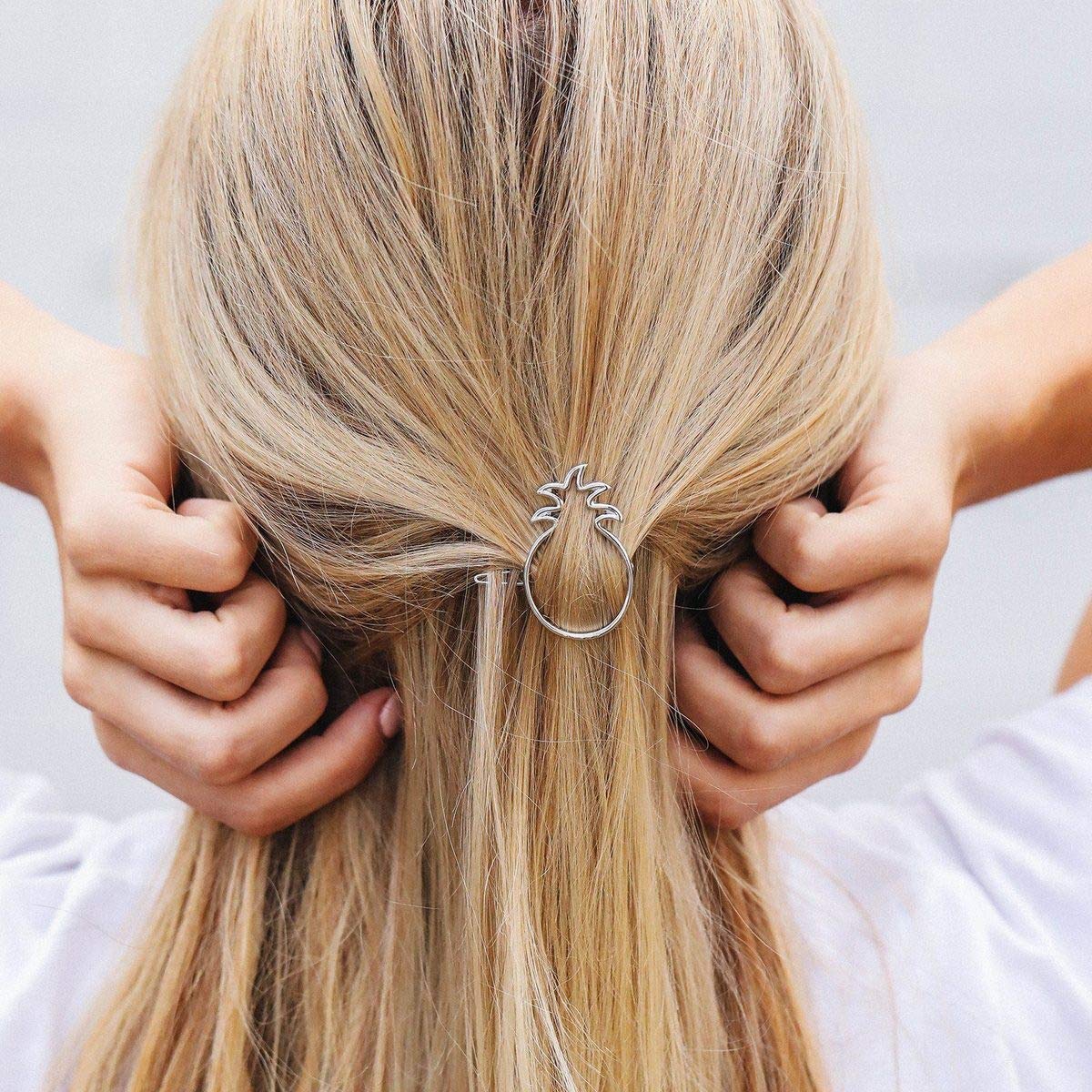 Pura Vida Silver Pineapple Hair Barrette - 100% Brass Base, Stylish Clip Design - 2 Inches - Image 3