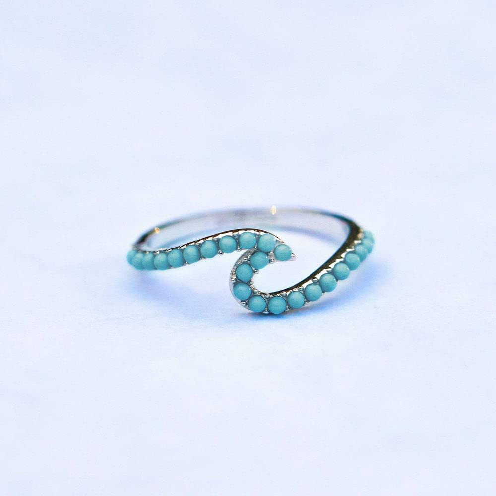 Pura Vida Silver-Plated Neon Wave Bead Stackable Ring - Brass Base, Stylish Design - Size 5-9 - Image 3