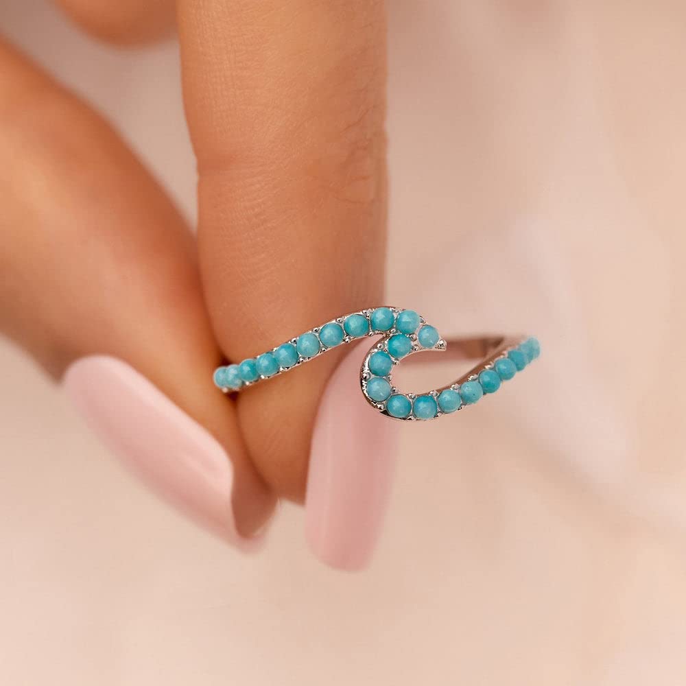 Pura Vida Silver-Plated Neon Wave Bead Stackable Ring - Brass Base, Stylish Design - Size 5-9 - Image 4