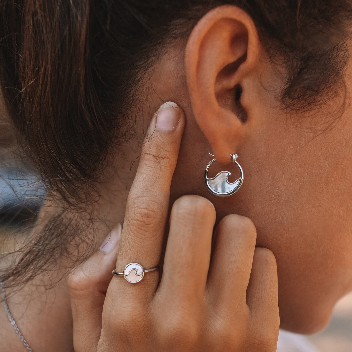 Pura Vida Silver, Rose Gold, or Gold Encinitas Handmade Ring - Mother of Pearl Inlay Ring Jewelry, Brass Base with Rhodium Plating - Cute Rings, Boho Jewelry for Women - Size 5-9 - Image 4