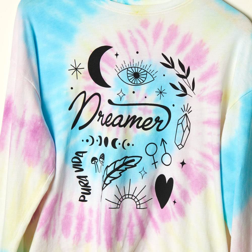 Pura Vida Women's Dreamer Boxy Shirt - Long Sleeves, Relaxed Fit - Purple & Blue Tie Dye - Image 7